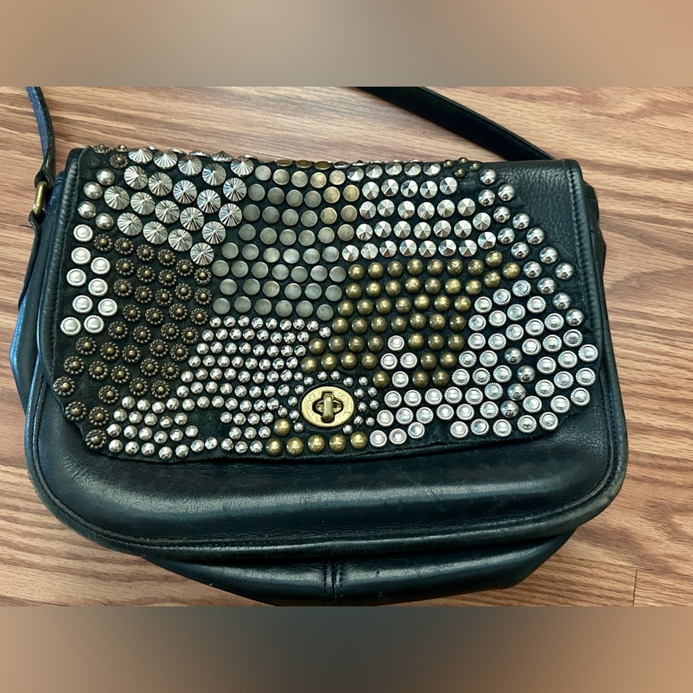 Vintage coach bag! Bedazzled! Leather! Cross body